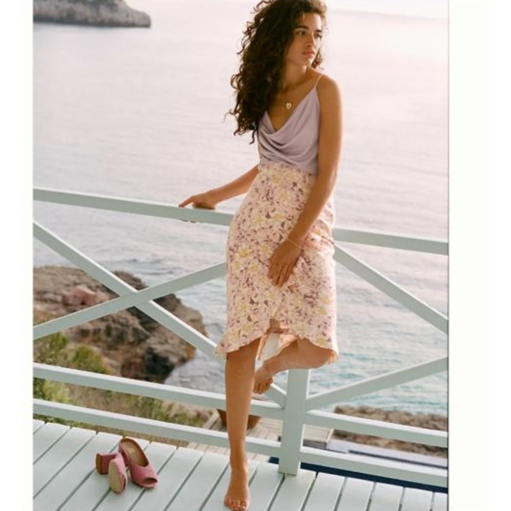 Anthropologie Skye Ruffled Floral Figure-Flattering Skirt - Size 8 - NWT